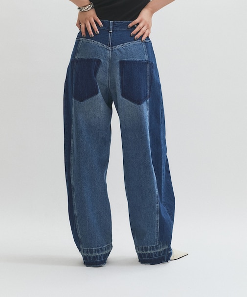 【サステナブル】リメイクライクコントラストデニム