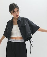 【逸品】・【サステナブル】クロップドギャザリングシャツ