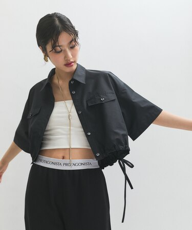 【逸品】・【サステナブル】クロップドギャザリングシャツ