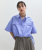 【逸品】・【サステナブル】クロップドギャザリングシャツ