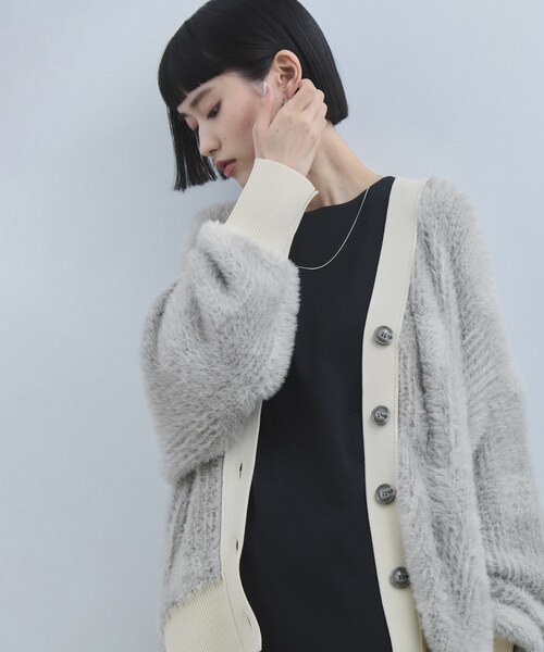 WEB限定】・【サステナブル】フェザーヤーンチェックカーディガン