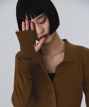 ポロニットリブカーディガン