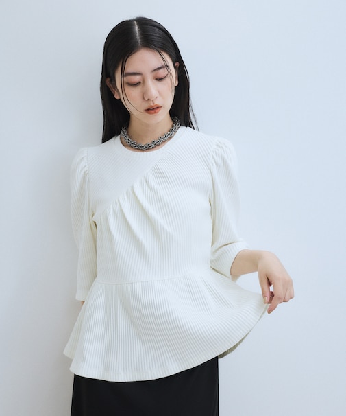 【WEB限定】ハーフスリーブペプラムカットソー