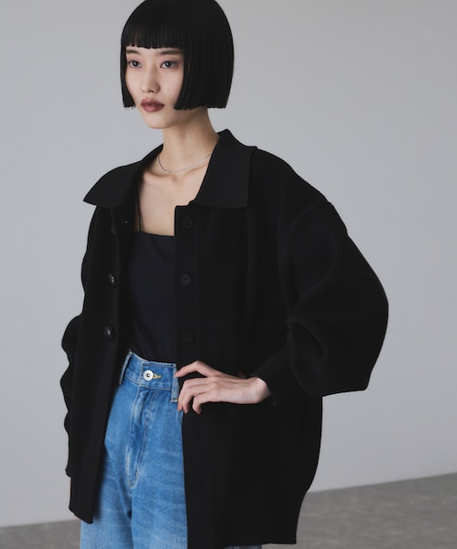 【サステナブル】ポロニットリラックスカーディガン