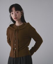 梳毛クルーネックカーディガンストールセット