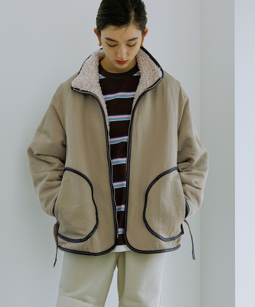 WEB限定】リバーシブルボアブルゾン｜アダムエロペの通販｜&mall