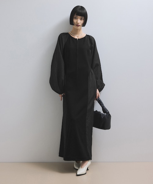 ADAM ET ROPÉ FEMME フロントZIPコンビギャザーワンピース WEB限定】フロントZIPコンビギャザーワンピース｜アダムエロペの通販