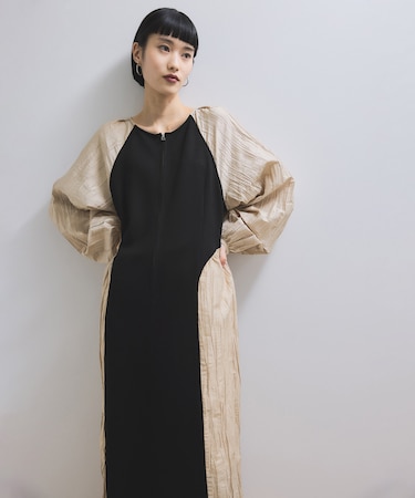 【WEB限定】フロントZIPコンビギャザーワンピース