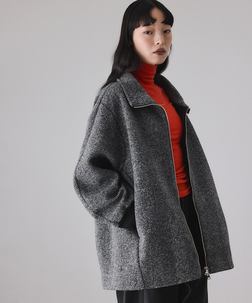 ツイード ボンディング コーディガン アダムエロぺ ヘリンボンツイードボンディングコーディガン｜アダムエロペの通販