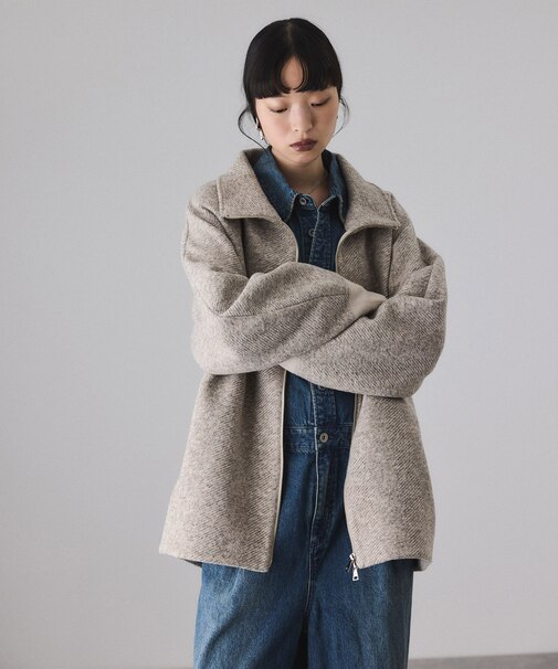 ヘリンボンツイードボンディングコーディガン