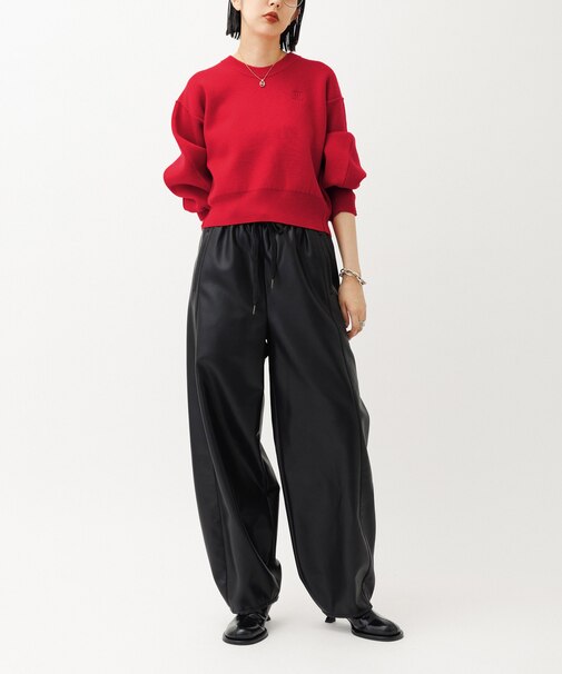 シンセティックレザートラックパンツ