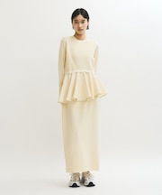 【サステナブル】ペプラムコンビニットワンピース/オケージョン対応