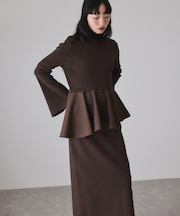 【サステナブル】ペプラムコンビニットワンピース/オケージョン対応