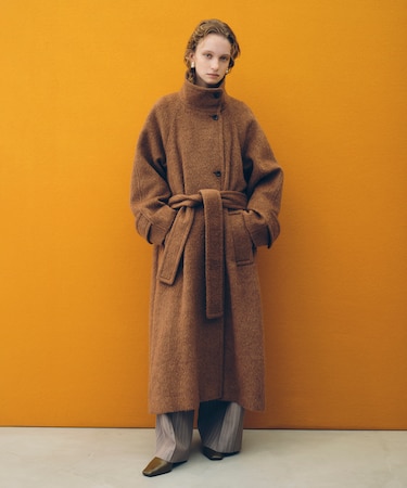 スタンドカラーマキシコート