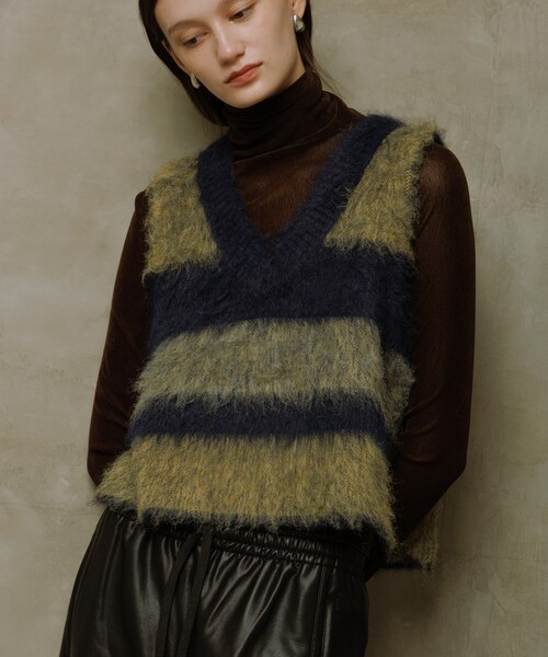 新品未使用ADAM ET ROPE' ブラッシュドボーダーベスト WEB限定】ブラッシュドボーダーベスト｜アダムエロペの通販｜&mall