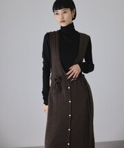 モヘアミックスUネックワンピースネックポーチセット