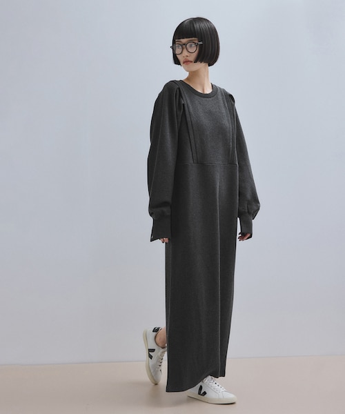 WEB完売商品！バルーンスリーブスウェットワンピース WEB限定】・【サステナブル】バルーンスリーブスウェットワンピース