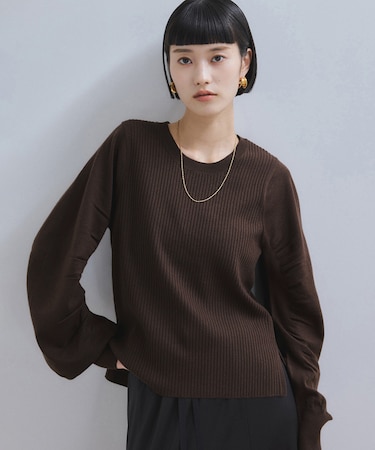 【WEB限定】・【サステナブル】ニュアンススリーブニットプルオーバー