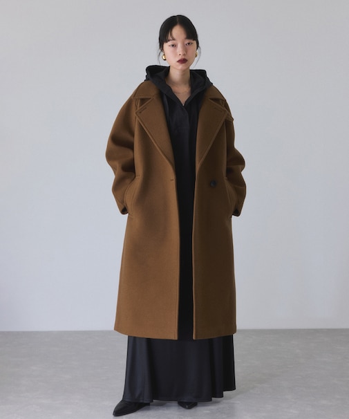 ウールボンディングラグランロングコート