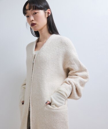 【WEB限定】ミックスパターンジップミドルカーディガン