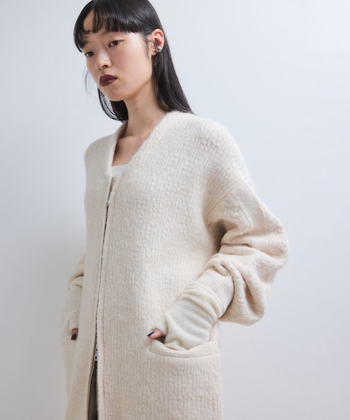 【WEB限定】ミックスパターンジップミドルカーディガン