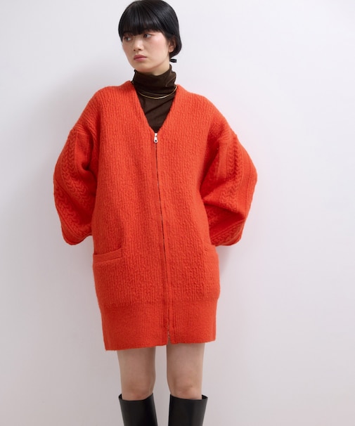 【WEB限定】ミックスパターンジップミドルカーディガン