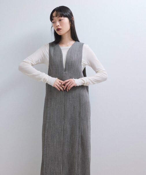 【WEB限定】ストレートセミツイードワンピース