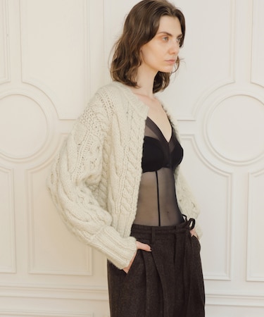 【EMOELLE】ケーブルボレロカーディガン