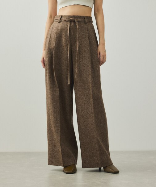 【EMOELLE】へリンボーンワイドパンツ