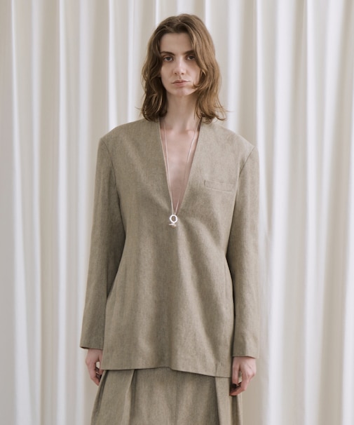 【EMOELLE】ウールコットンジャケットライクブラウス