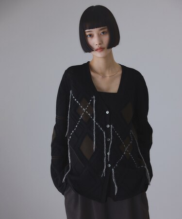 パターンニットカーディガン