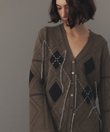 パターンニットカーディガン