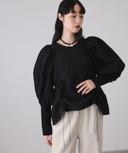 ジャガードコンビギャザートップス