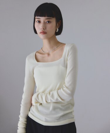 アンチピリングスクエアネックプルオーバー