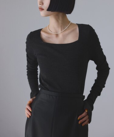 アンチピリングスクエアネックプルオーバー