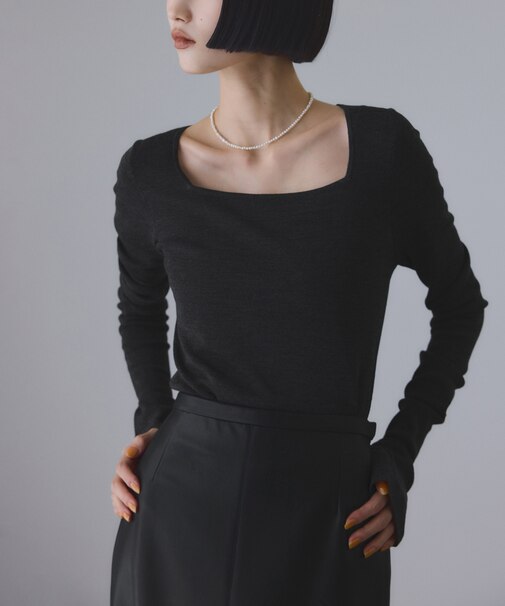 アンチピリングスクエアネックプルオーバー