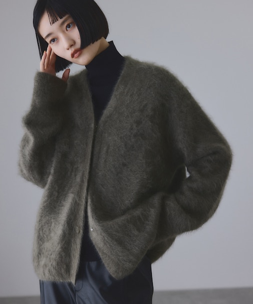 ブラッシュカシミヤVネックカーディガン