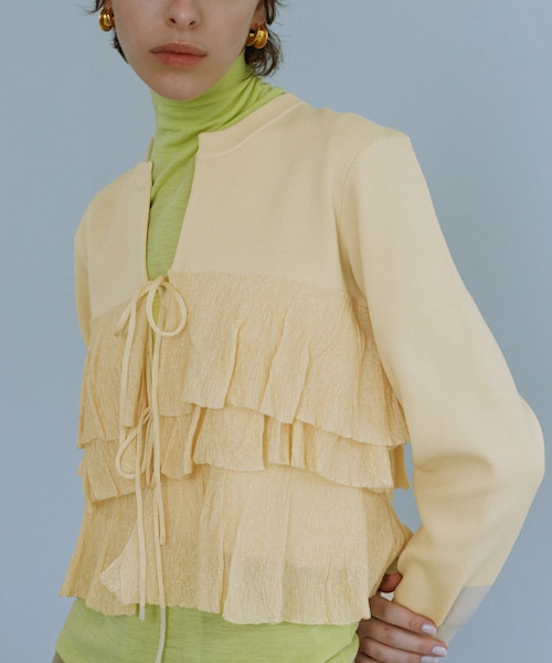 さりー様【美品】アダムエロペ　フリルカーディガン サステナブル】フリルカーディガン｜アダムエロペの通販｜&mall