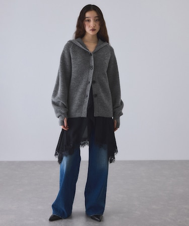 イタリアンウールフーディーカーディガン