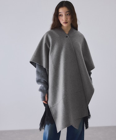 カシミアブレンドポンチョストール
