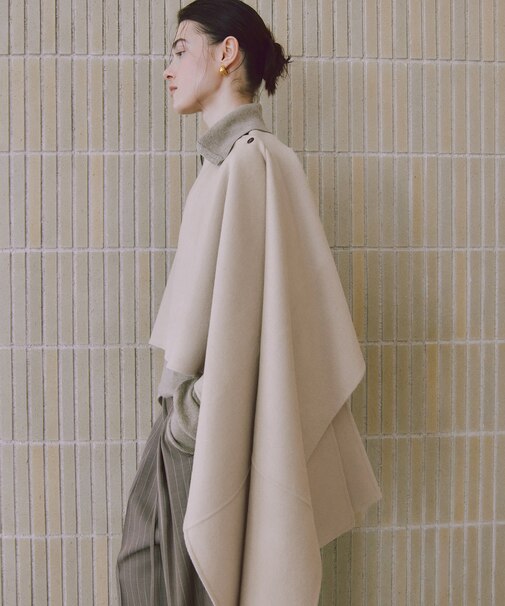 カシミアブレンドポンチョストール