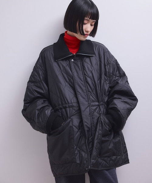 アダムエロペ　リバーシブルドロストキルティングブルゾン　ブラック　新品 サステナブル】リバーシブルドロストキルティングブルゾン/撥水