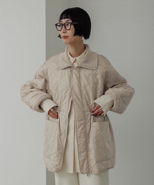 アダムエロペ　リバーシブルドロストキルティングブルゾン　ブラック　新品 サステナブル】リバーシブルドロストキルティングブルゾン/撥水