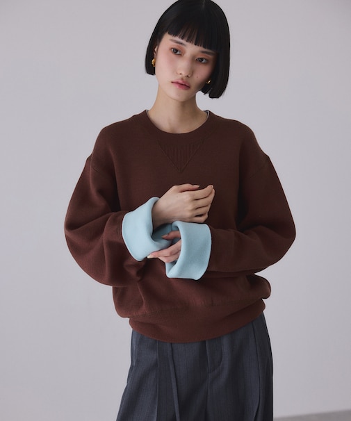 バイカラーリバーシブルニットプルオーバー