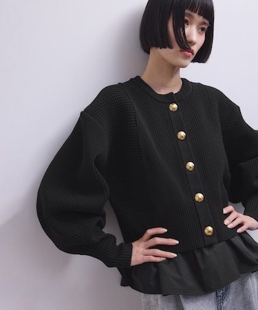 【WEB限定】ペプラムコンビニットカーディガン