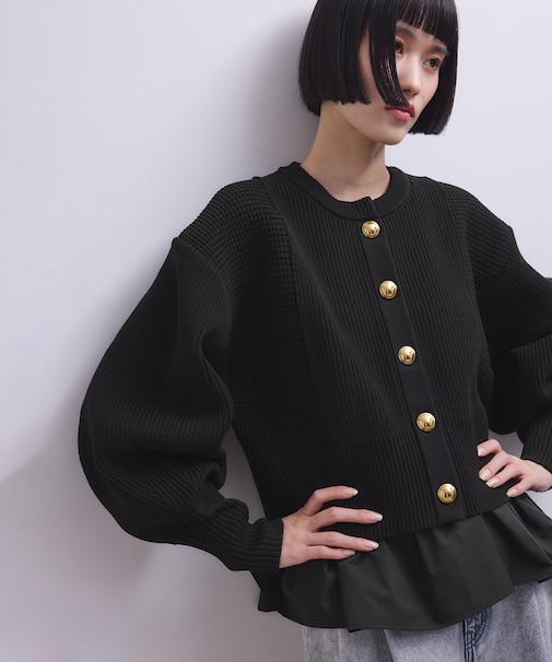 【WEB限定】ペプラムコンビニットカーディガン