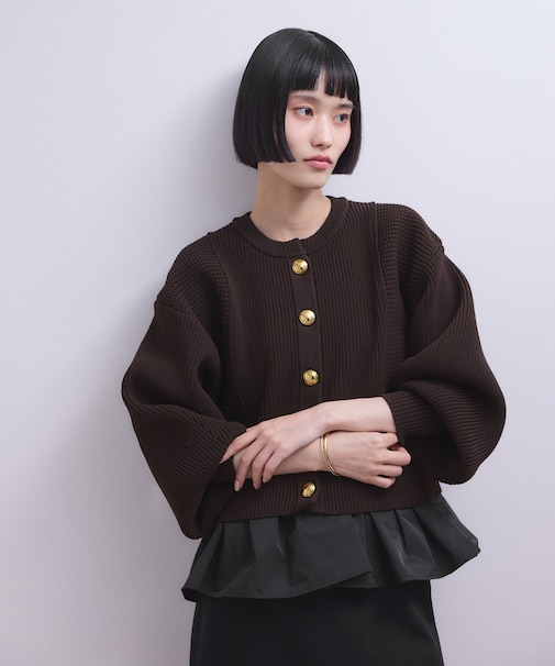 【WEB限定】ペプラムコンビニットカーディガン