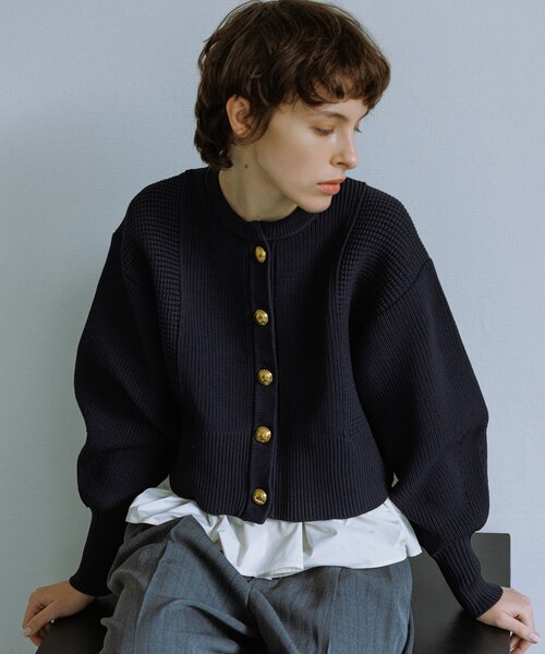 未使用　アダムエロペ　ペプラムコンビニットカーディガン WEB限定】ペプラムコンビニットカーディガン｜アダムエロペの通販