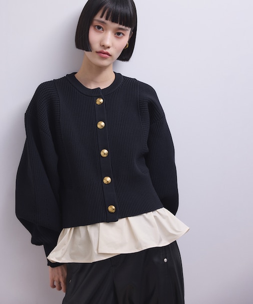 【WEB限定】ペプラムコンビニットカーディガン