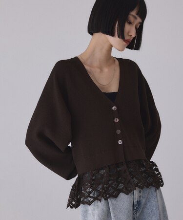 バテンレースコンビニットカーディガン